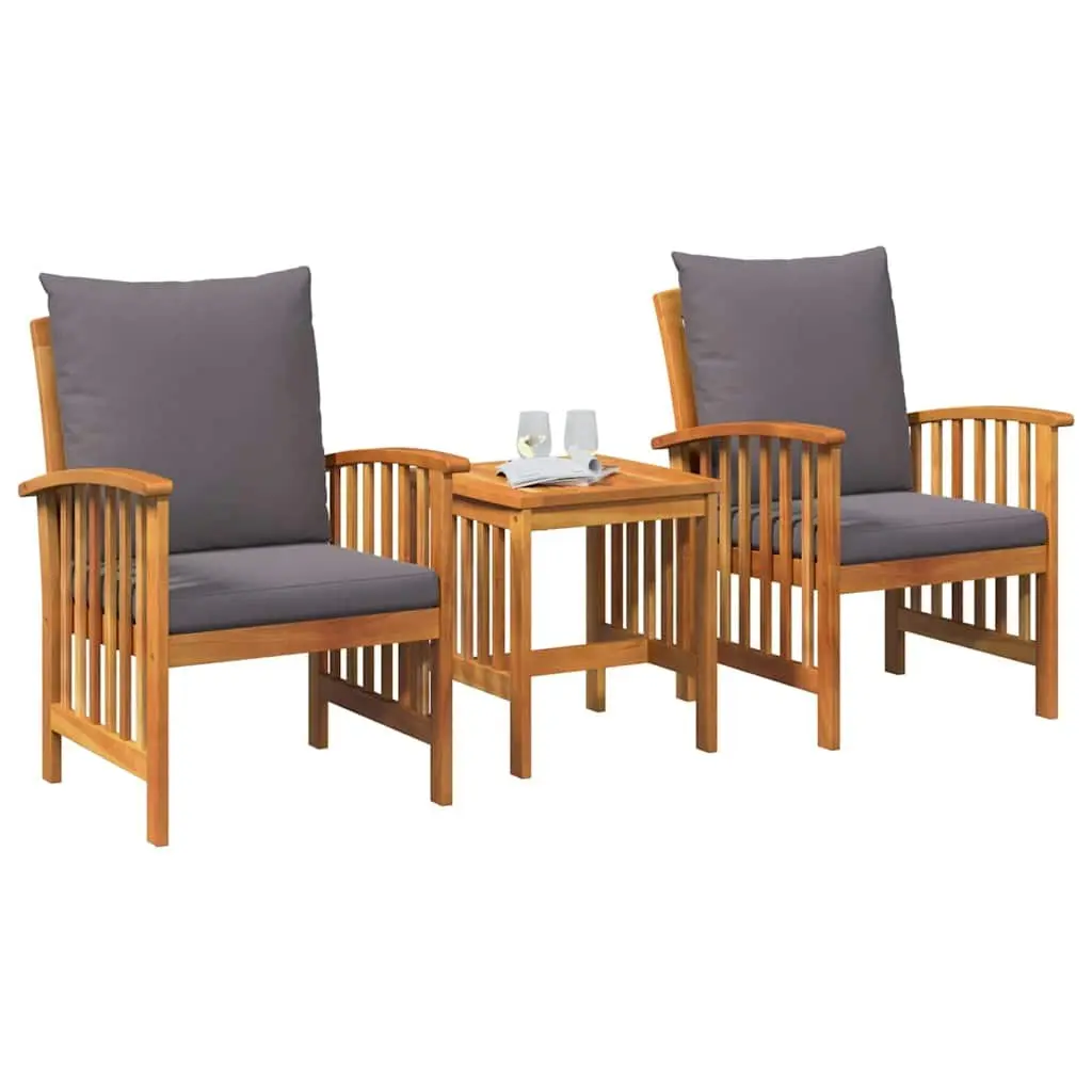 Garden Sofa Set Outdoor Furniture 3 Piece Brown Acacia Wood