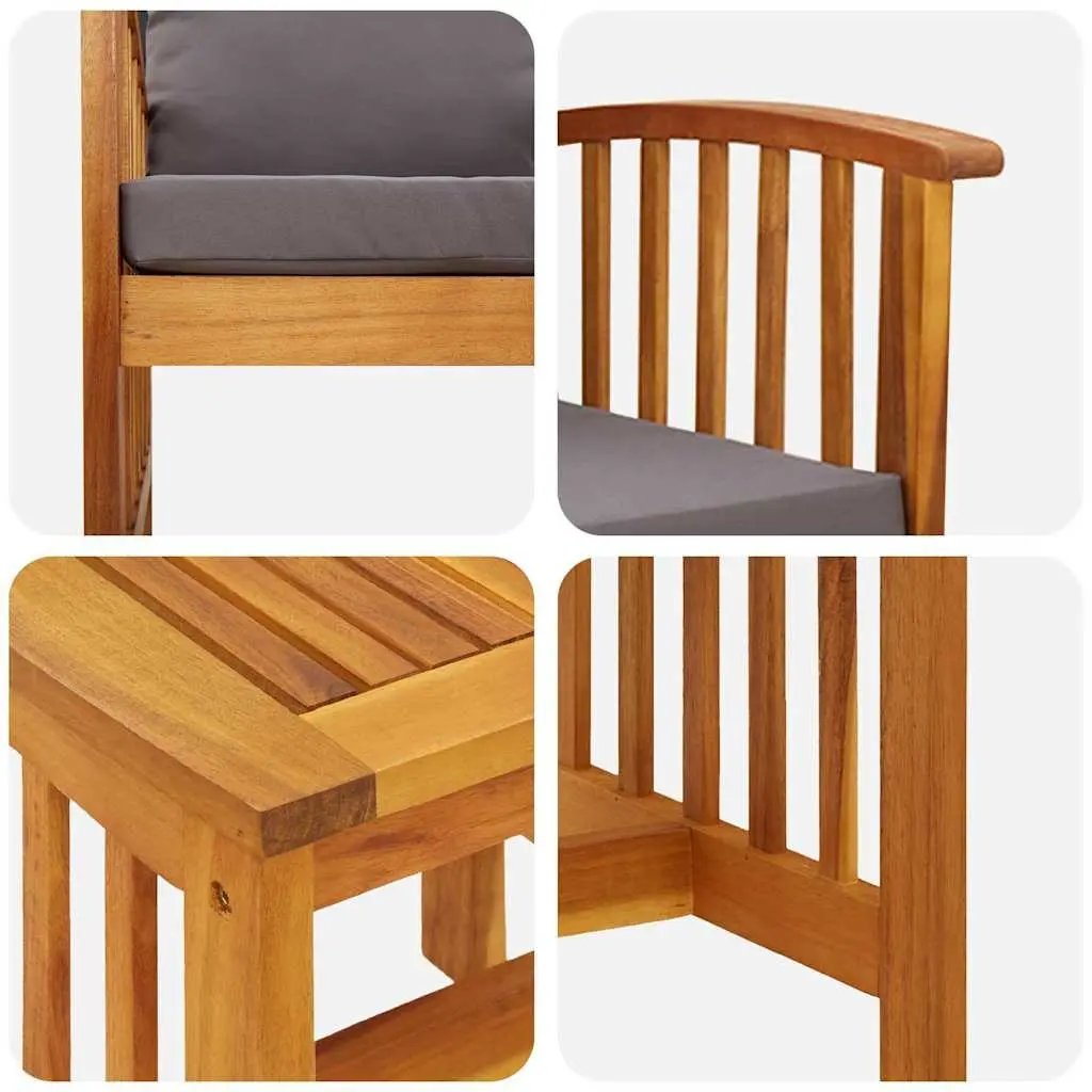 Garden Sofa Set Outdoor Furniture 3 Piece Brown Acacia Wood