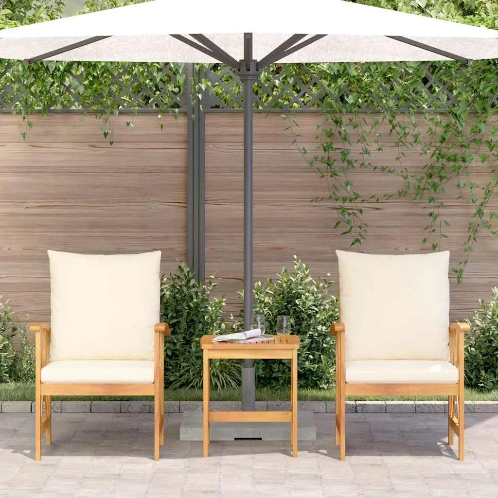 Garden Sofa Set Modern 3 Piece Outdoor Furniture Brown Acacia Wood with Cushions