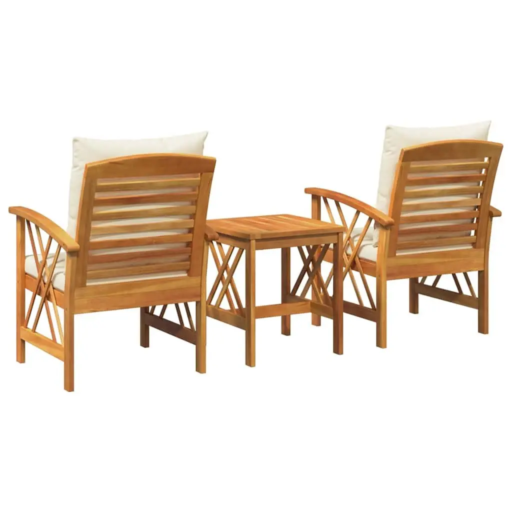 Garden Sofa Set Modern 3 Piece Outdoor Furniture Brown Acacia Wood with Cushions