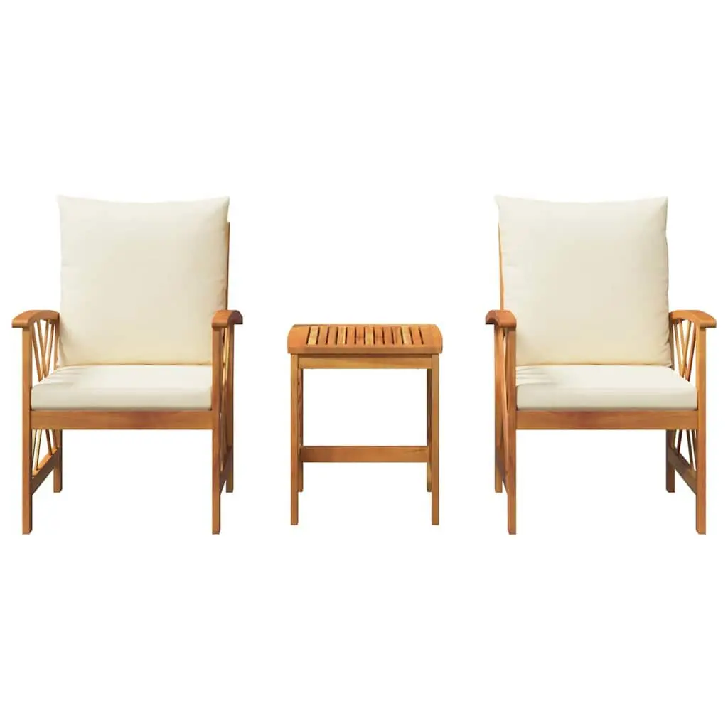 Garden Sofa Set Modern 3 Piece Outdoor Furniture Brown Acacia Wood with Cushions