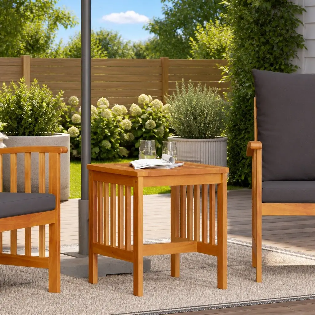 Outdoor Side Table Solid Acacia Wood Oiled Finish Brown