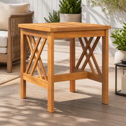Outdoor Side Table Solid Acacia Wood Garden Patio Furniture Natural Brown