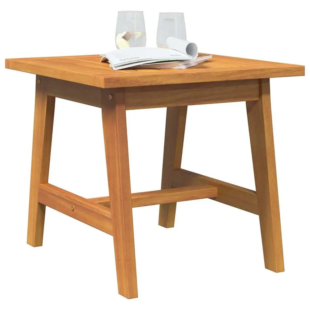 Solid Acacia Wood Side Table Outdoor Garden Furniture Natural Oil Finish 45x45x40cm