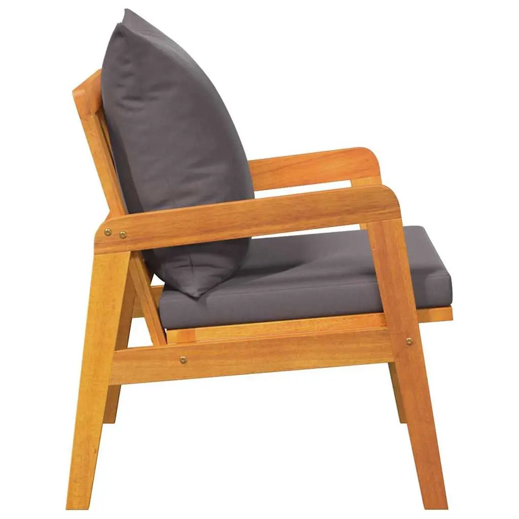 Garden Chair Set Solid Acacia Wood with Cushions 2 Piece Outdoor Seating Brown
