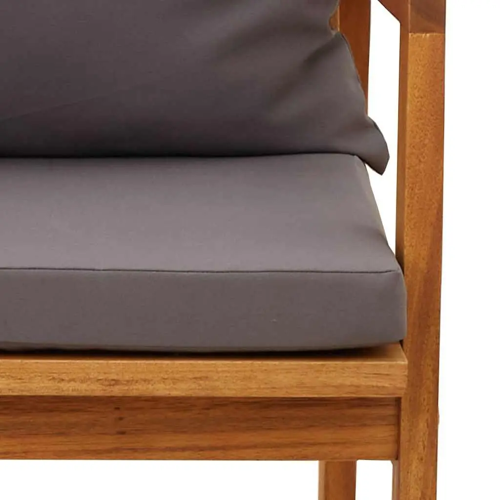 Garden Chair Set Solid Acacia Wood with Cushions 2 Piece Outdoor Seating Brown
