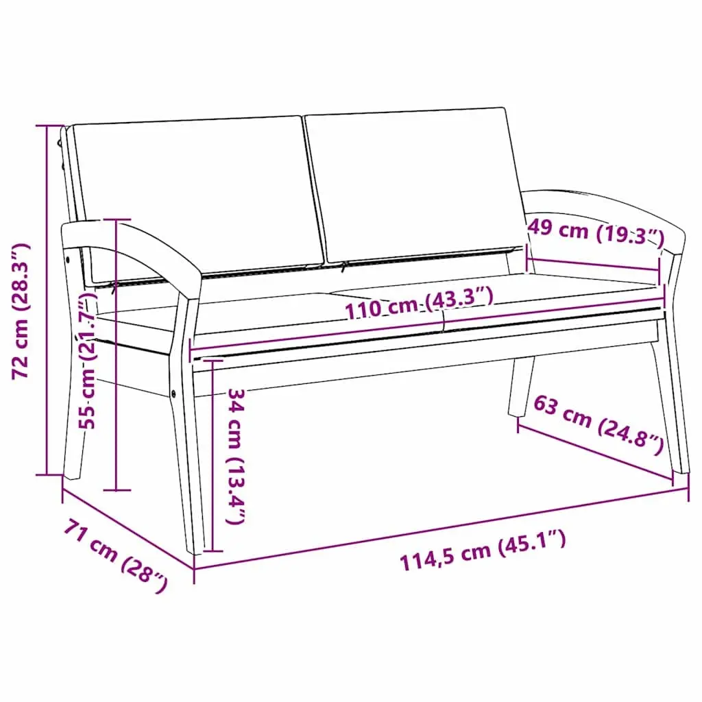 Garden Bench with Cushion