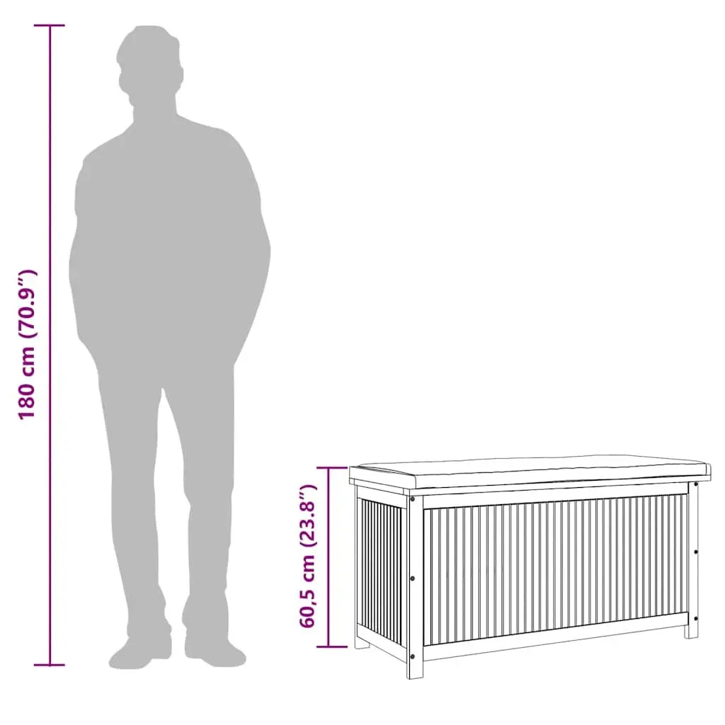 Outdoor Cushion Storage Box Solid Acacia Wood 113x50x60.5 cm