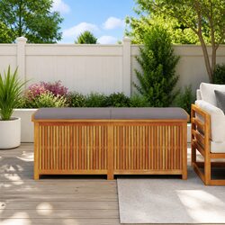 Outdoor Cushion Storage Box 150x50x60.5cm Solid Acacia Wood Garden Organiser