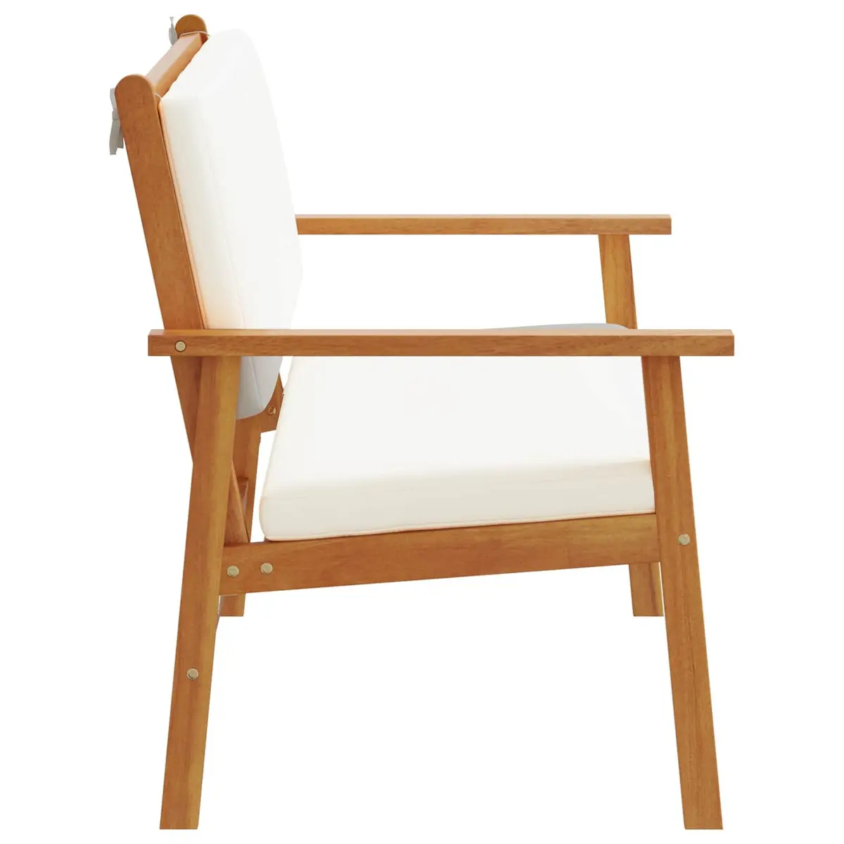 Garden Bench with Cushion Cream White Outdoor Furniture Seating Set