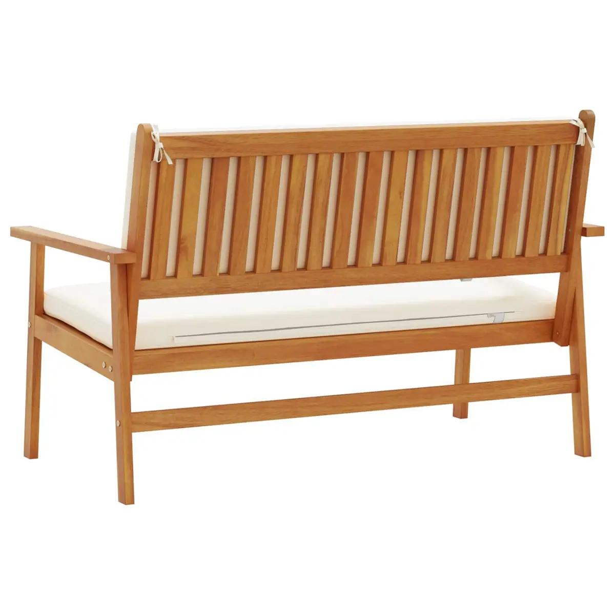Garden Bench with Cushion Cream White Outdoor Furniture Seating Set