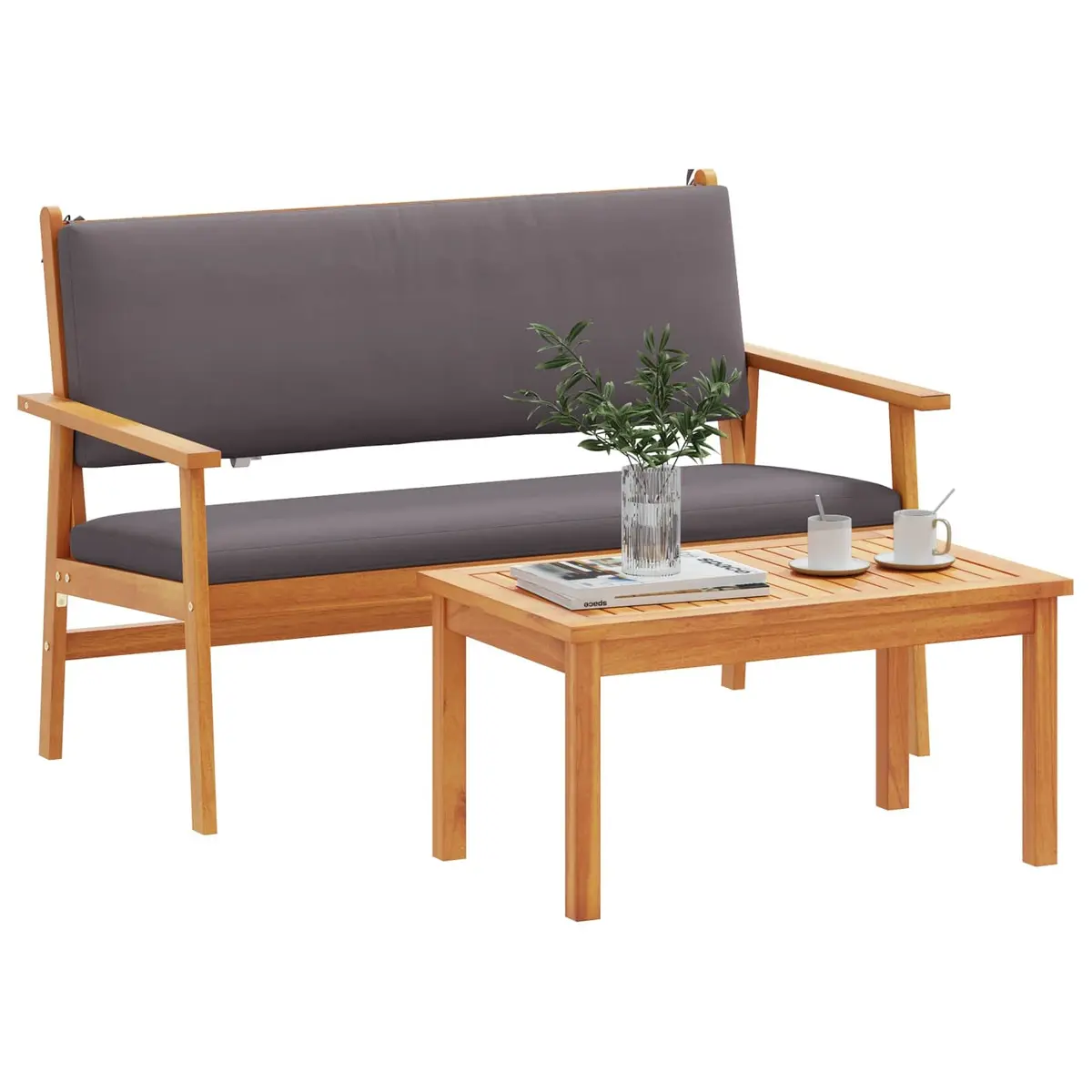 Garden Sofa Set Solid Acacia Wood 2 Piece Anthracite Outdoor Lounge
