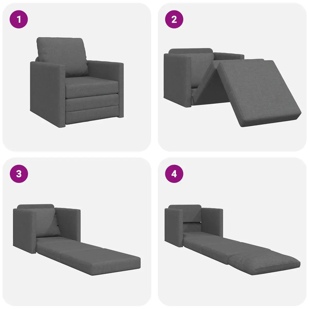 Floor Sofa Bed Modern Minimalist 60cm Grey Fabric