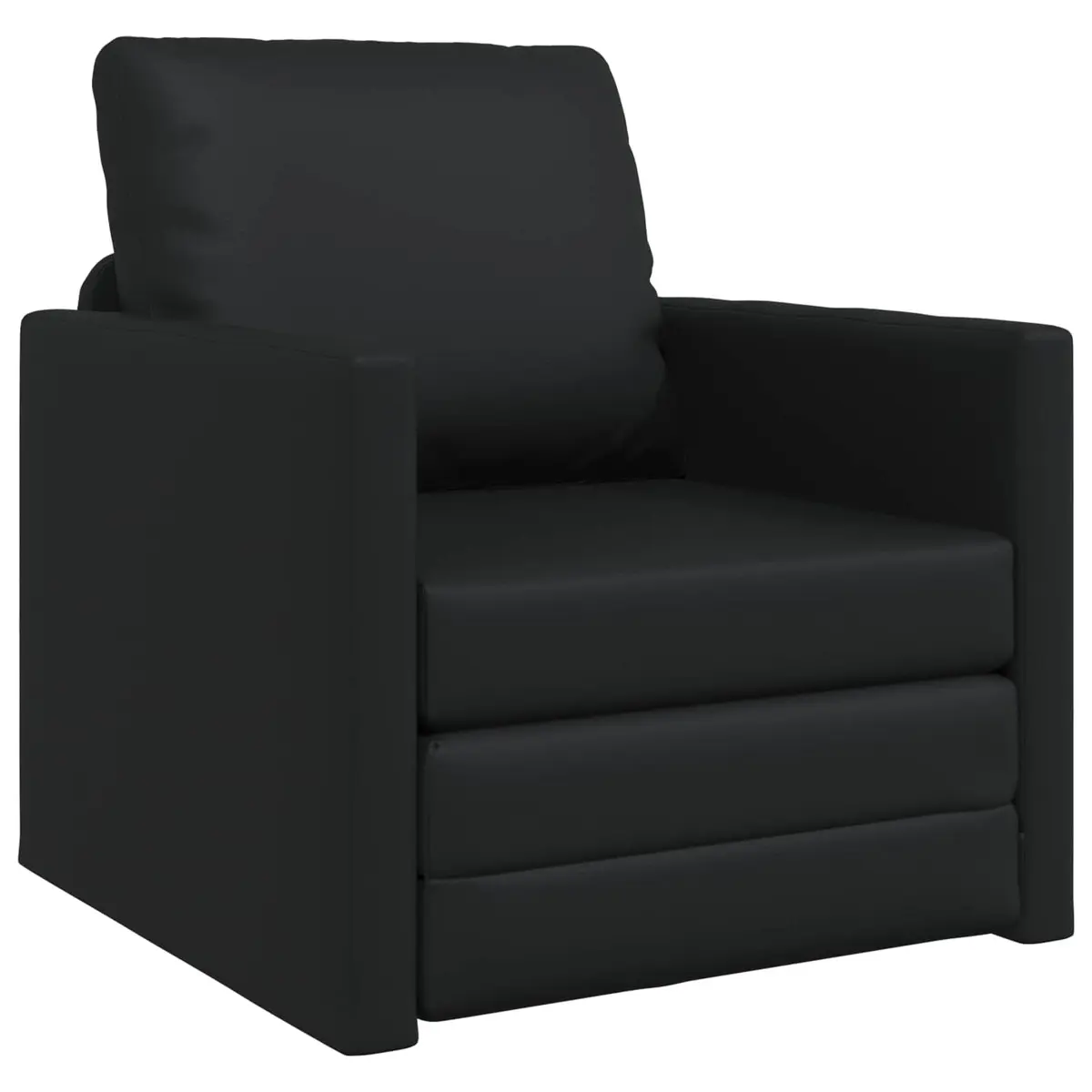 Sofa Bed Modern Convertible 60cm Black Faux Leather