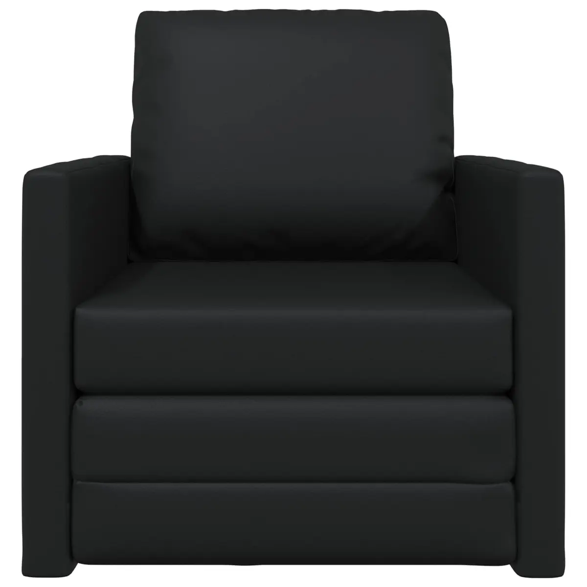 Sofa Bed Modern Convertible 60cm Black Faux Leather