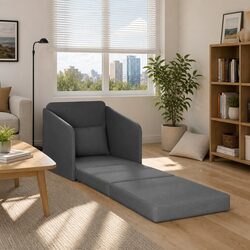 Sofa Bed Grey 65 x 80 x 83 cm Modern Floor Furniture Convertible Fabric Living