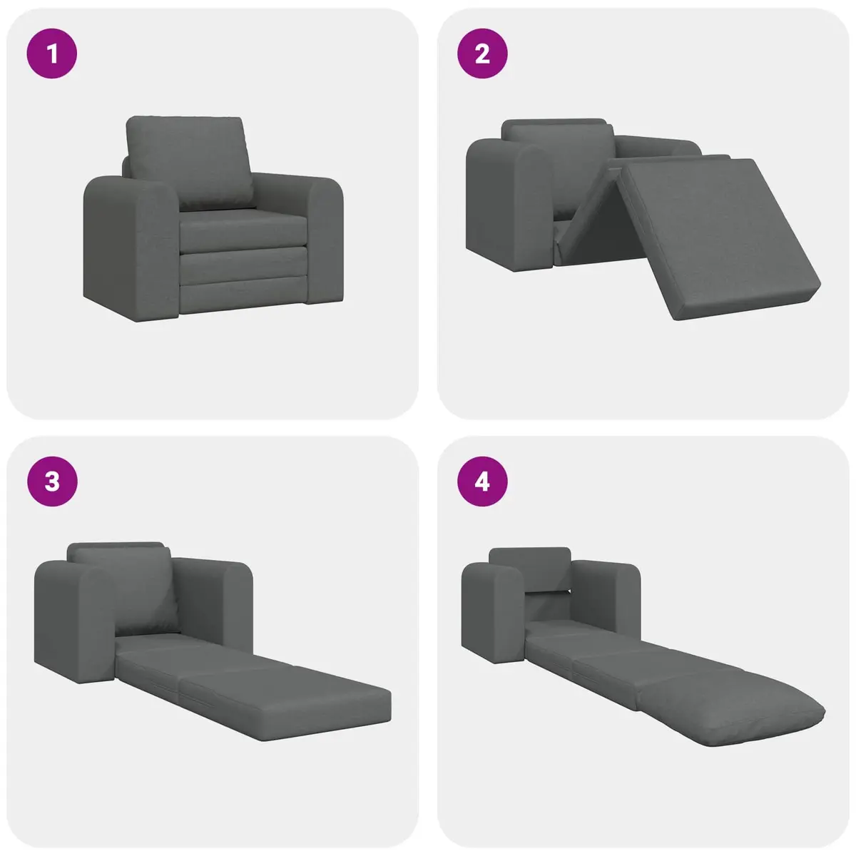 Sofa Bed Grey Convertible Fabric 98x71x83 cm
