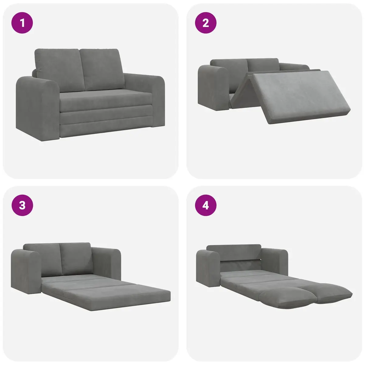 Sofa Bed Grey Velvet 148x71x83cm Convertible Couch Guest Bedroom Modern Living