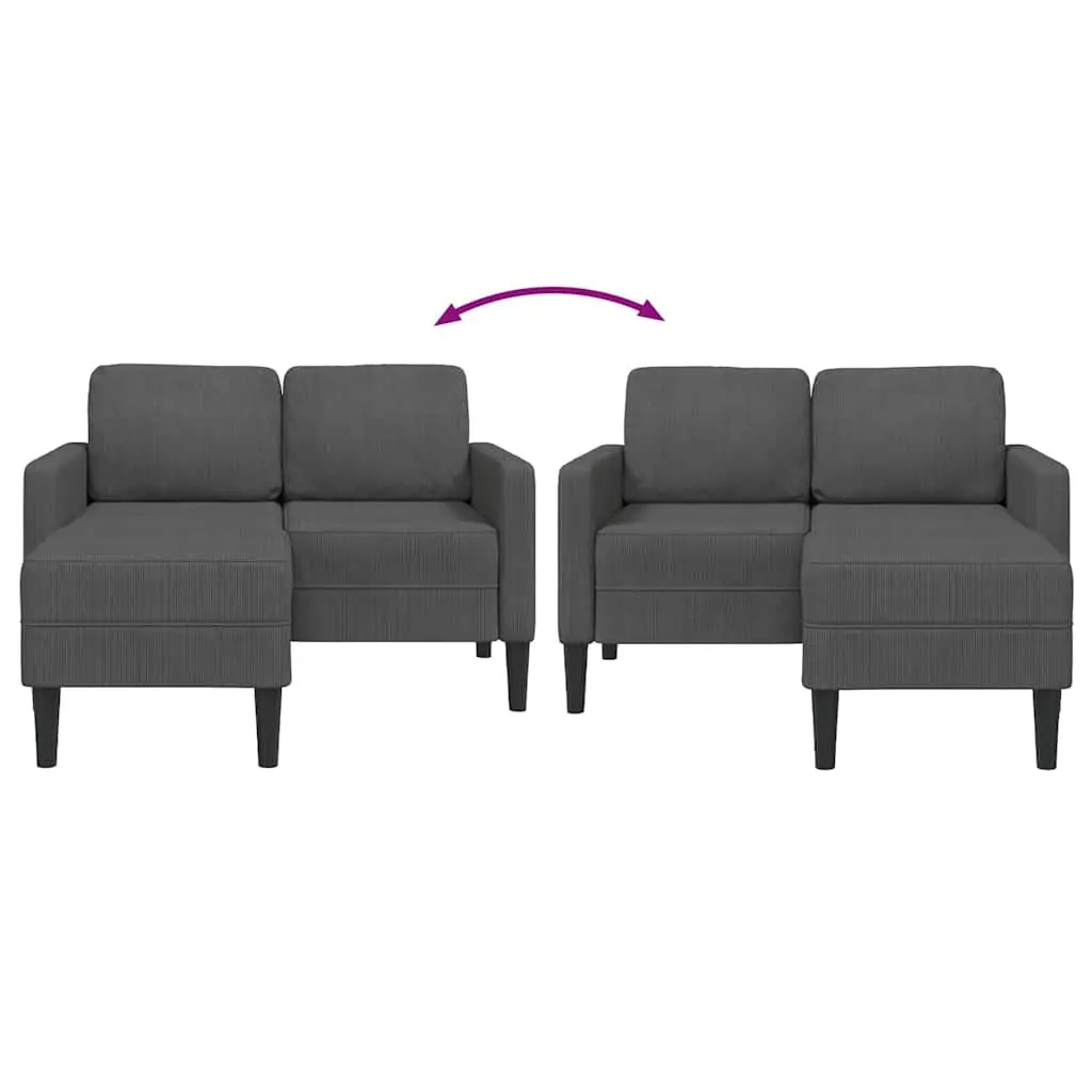L-Shaped 2-Seater Sofa with Chaise Lounge Corner Couch Grey Linen 125cm