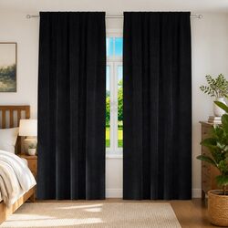 Blackout Curtains 2 Panels Black 140x245cm Velvet Window Drapes Light Blocking