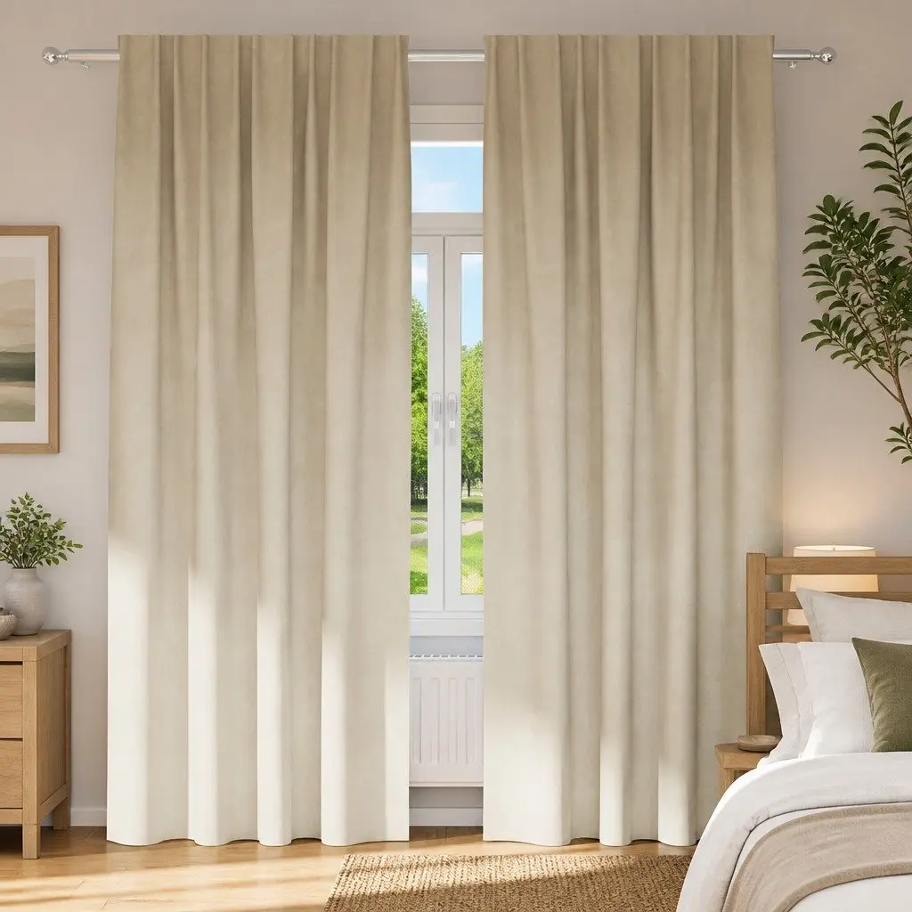 Velvet Curtains Blackout 2 pcs Cream 140 x 225 cm