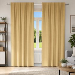 Blackout Curtains with Rings 2 pcs Beige 245 x 140 cm Modern Window Drapes
