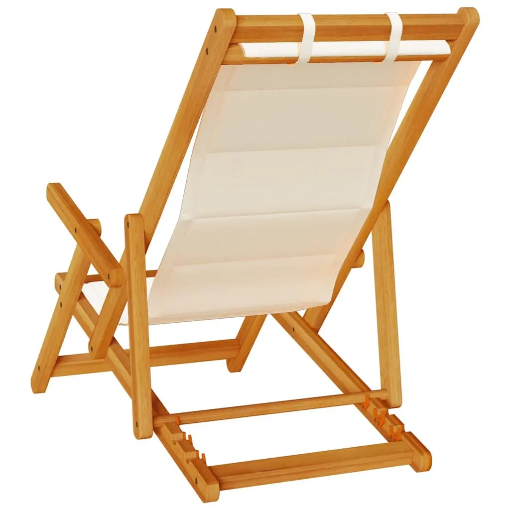 Folding Beach Chair Multi-Position Reclining Cream Padded Textilene Outdoor Garden