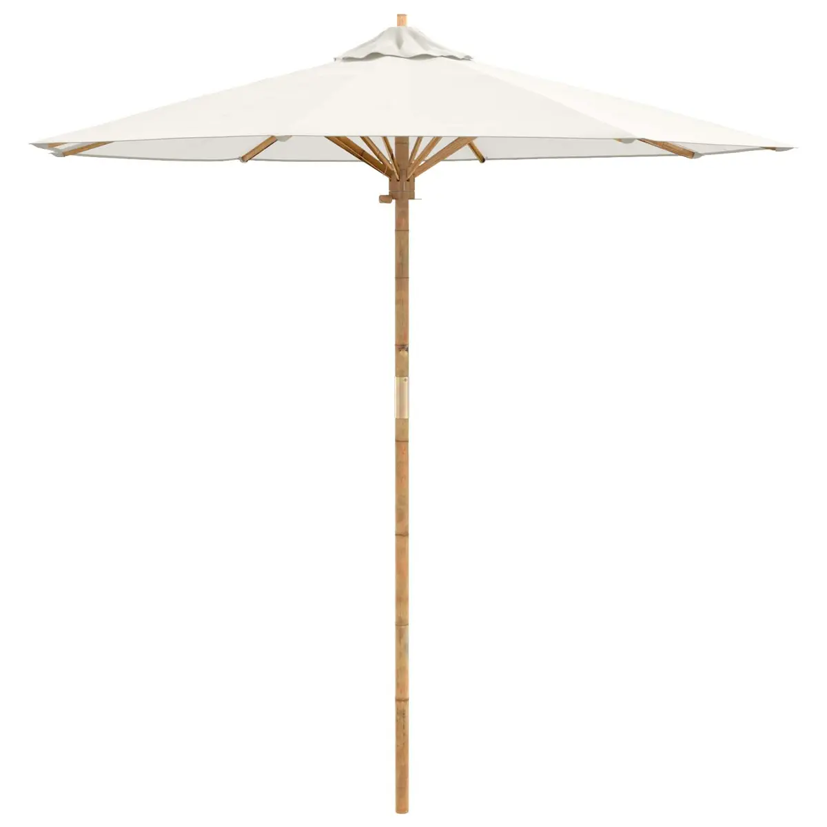 Garden Parasol Cream White Ø 217 x 230 cm Round Outdoor Shade Bamboo Frame