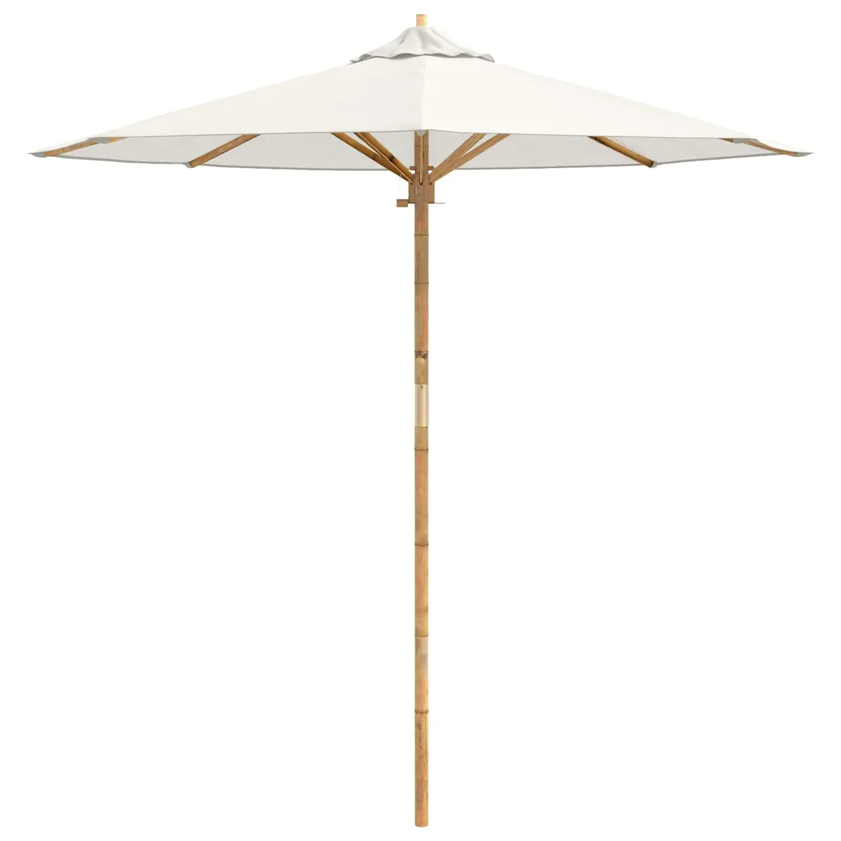 Garden Parasol Cream White Ø 217 x 230 cm Round Outdoor Shade Bamboo Frame