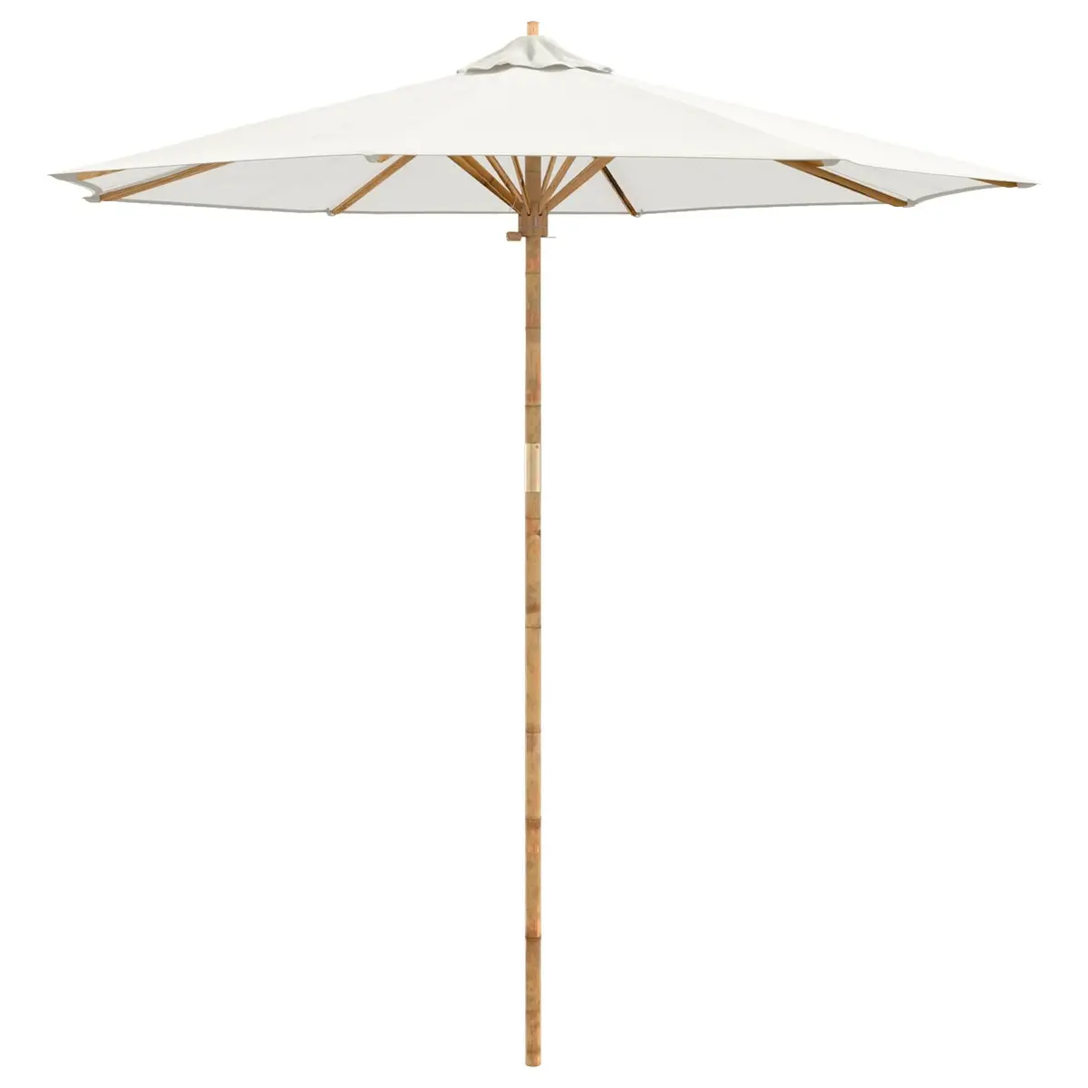 Garden Parasol Outdoor Sunshade Cream White Round Canopy Bamboo Frame Patio