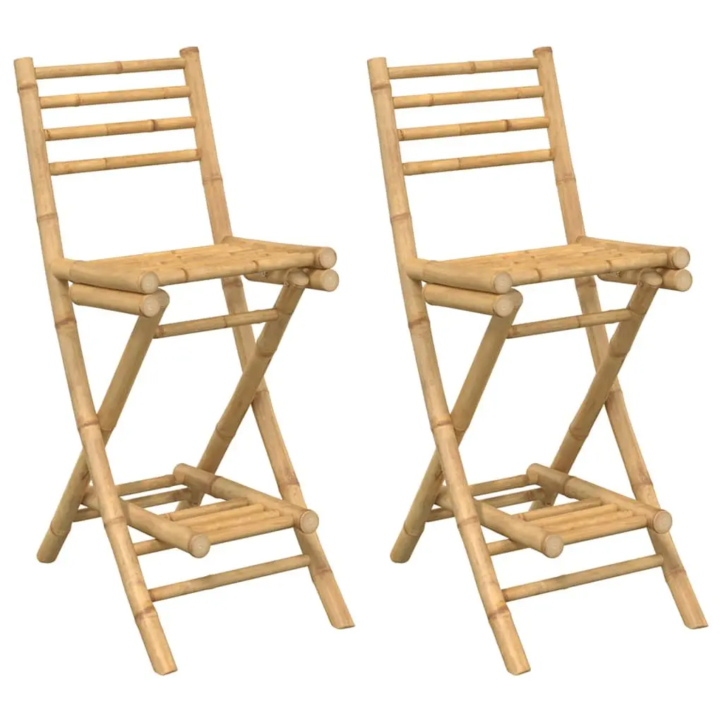 Outdoor Bar Stools Foldable with Backrest and Footrests Brown 2 Piece