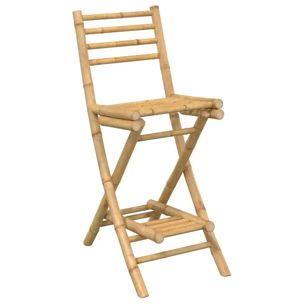 Outdoor Bar Stools Foldable with Backrest and Footrests Brown 2 Piece