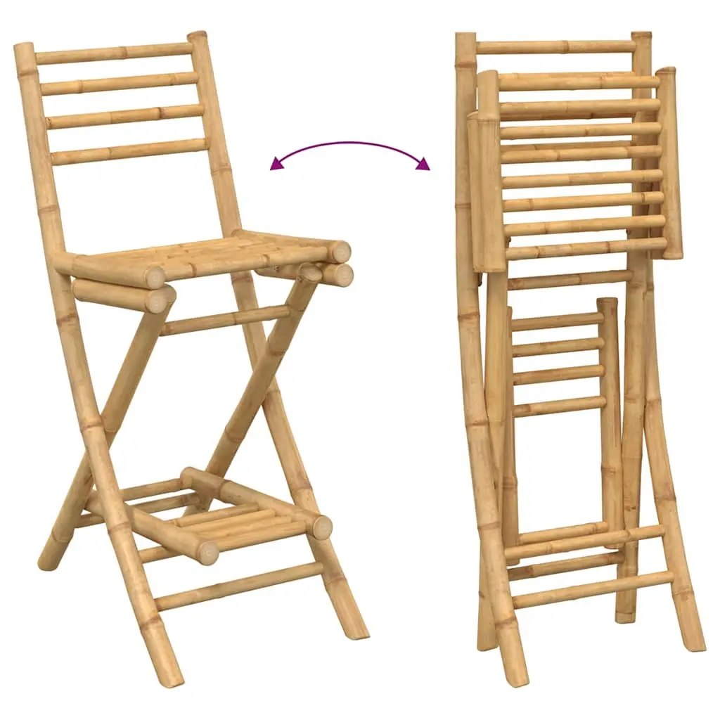 Bamboo Garden Bar Set 3 Piece Foldable Outdoor Furniture Compact Brown