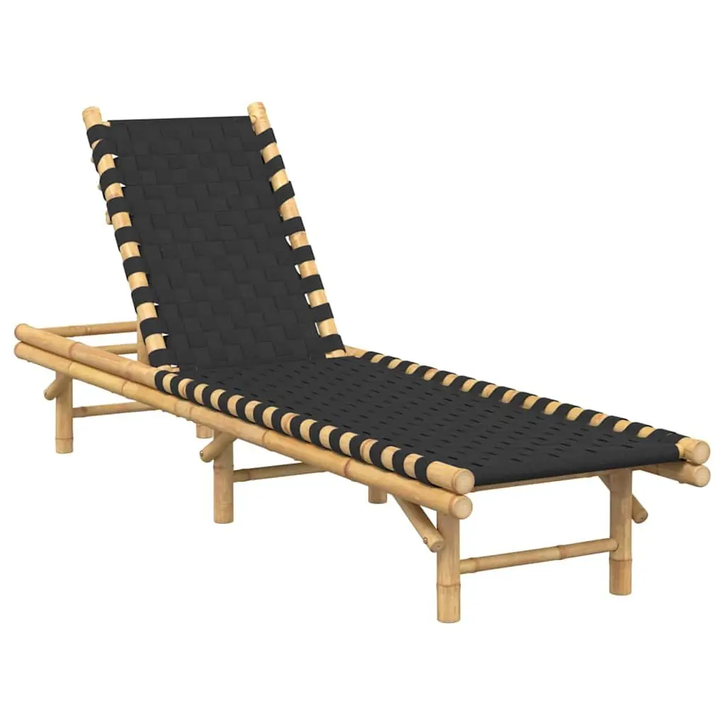 Sun Lounger Bamboo Frame Adjustable Backrest 55 x 200 x 30 cm