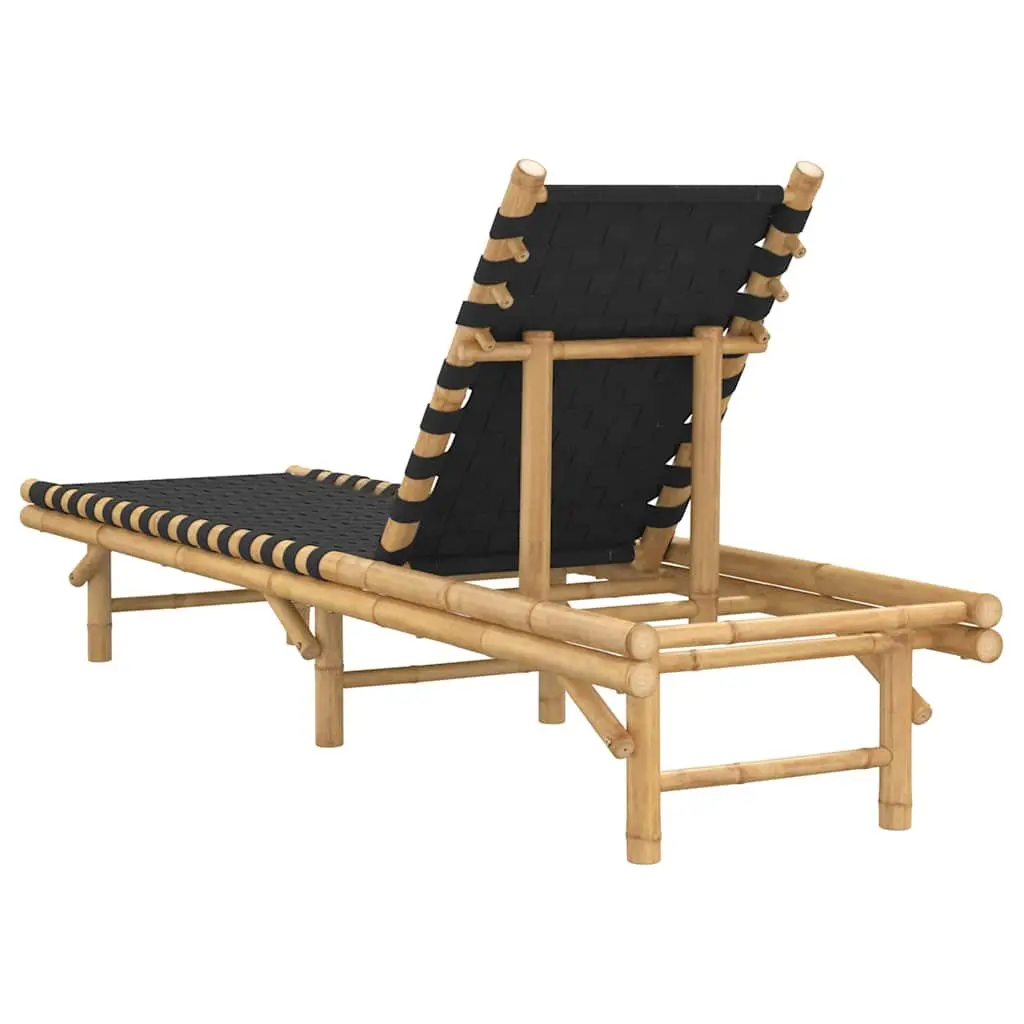 Sun Lounger Bamboo Frame Adjustable Backrest 55 x 200 x 30 cm