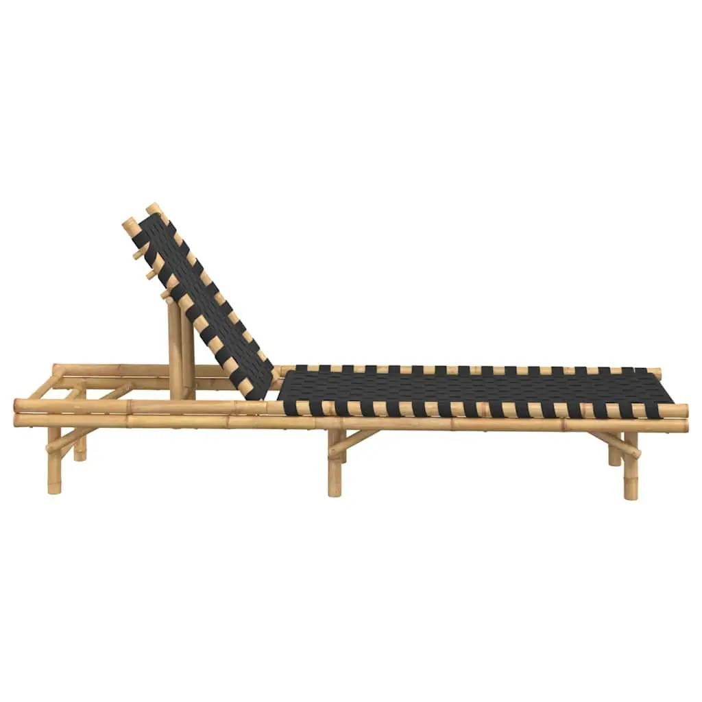Sun Lounger Bamboo Frame Adjustable Backrest 55 x 200 x 30 cm