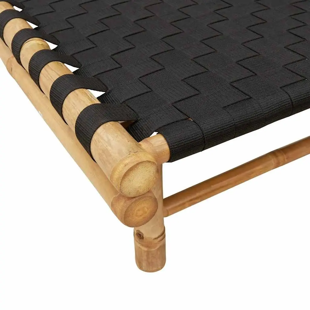 Sun Lounger Bamboo Frame Adjustable Backrest 55 x 200 x 30 cm