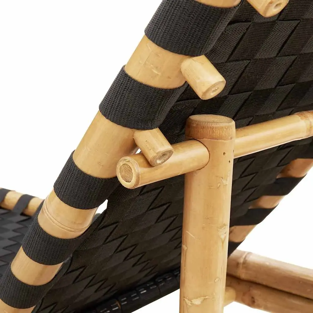Sun Lounger Bamboo Frame Adjustable Backrest 55 x 200 x 30 cm
