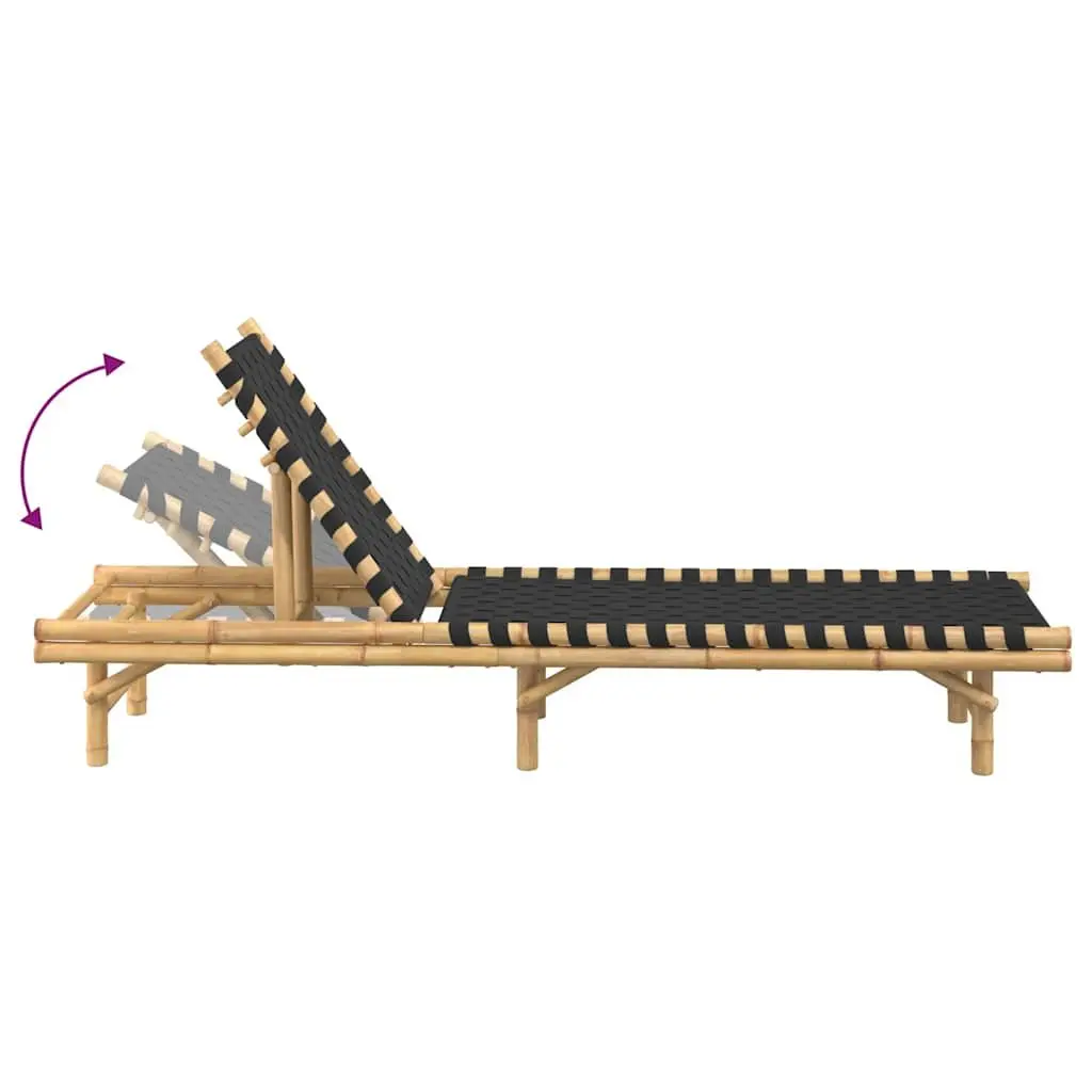 Sun Lounger Bamboo Frame Adjustable Backrest 55 x 200 x 30 cm