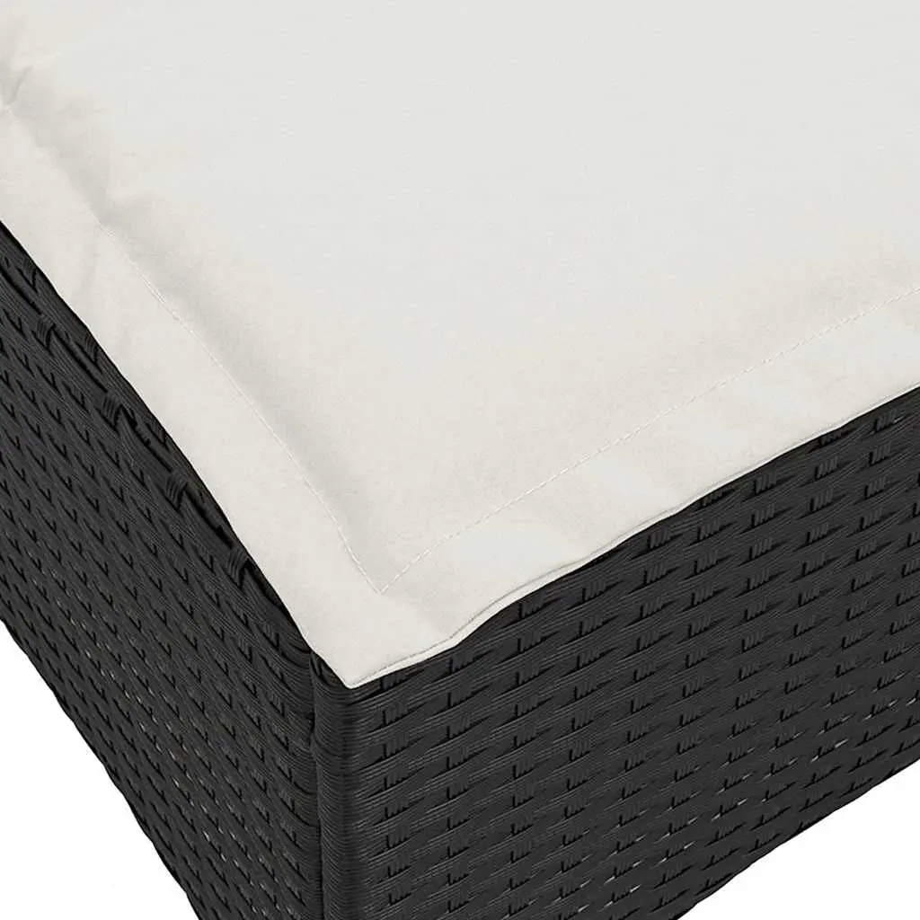 Reclining Garden Sofa L-shaped Outdoor Seating Black Poly Rattan with Cushions