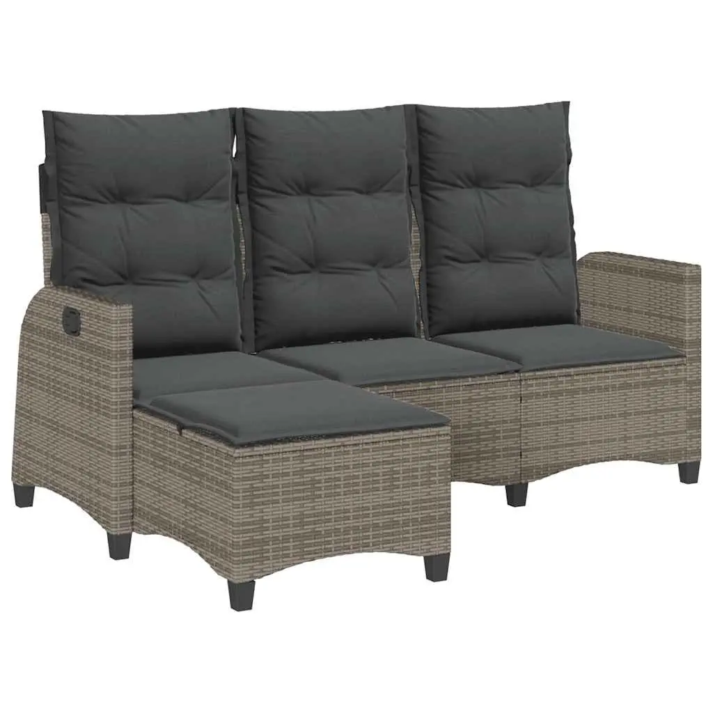 Reclining L-Shaped Garden Sofa with Cushions Grey Outdoor Seating