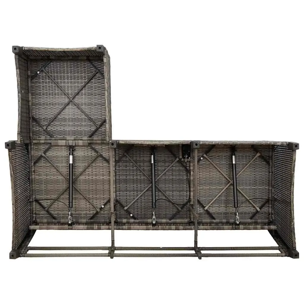 Reclining L-Shaped Garden Sofa with Cushions Grey Outdoor Seating