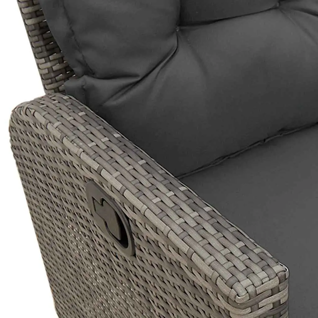 Reclining L-Shaped Garden Sofa with Cushions Grey Outdoor Seating