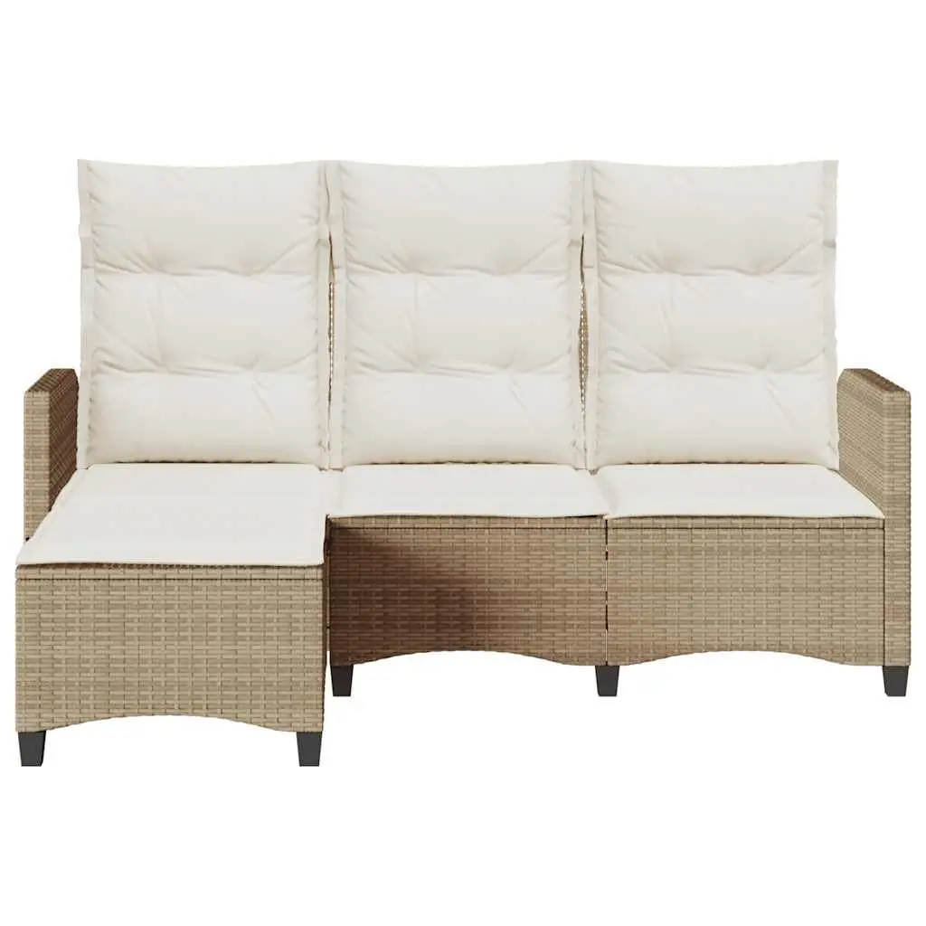 Reclining Garden Sofa L-shaped Beige Outdoor Furniture with Cushions