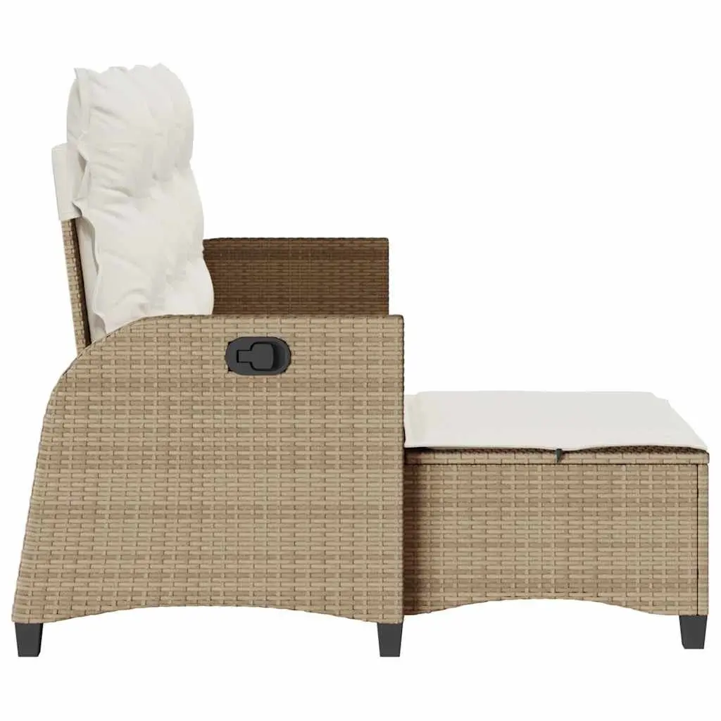 Reclining Garden Sofa L-shaped Beige Outdoor Furniture with Cushions