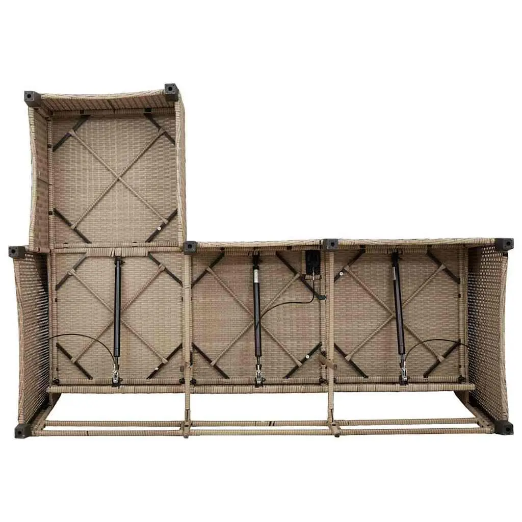 Reclining Garden Sofa L-shaped Beige Outdoor Furniture with Cushions