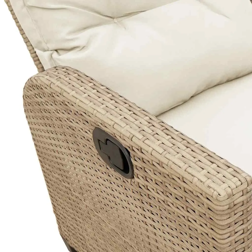 Reclining Garden Sofa L-shaped Beige Outdoor Furniture with Cushions