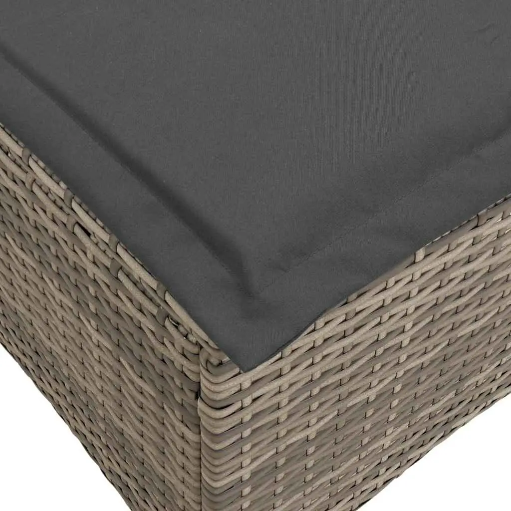 Garden Stools with Cushions 2 pcs Grey Outdoor Footrest Rattan Seating