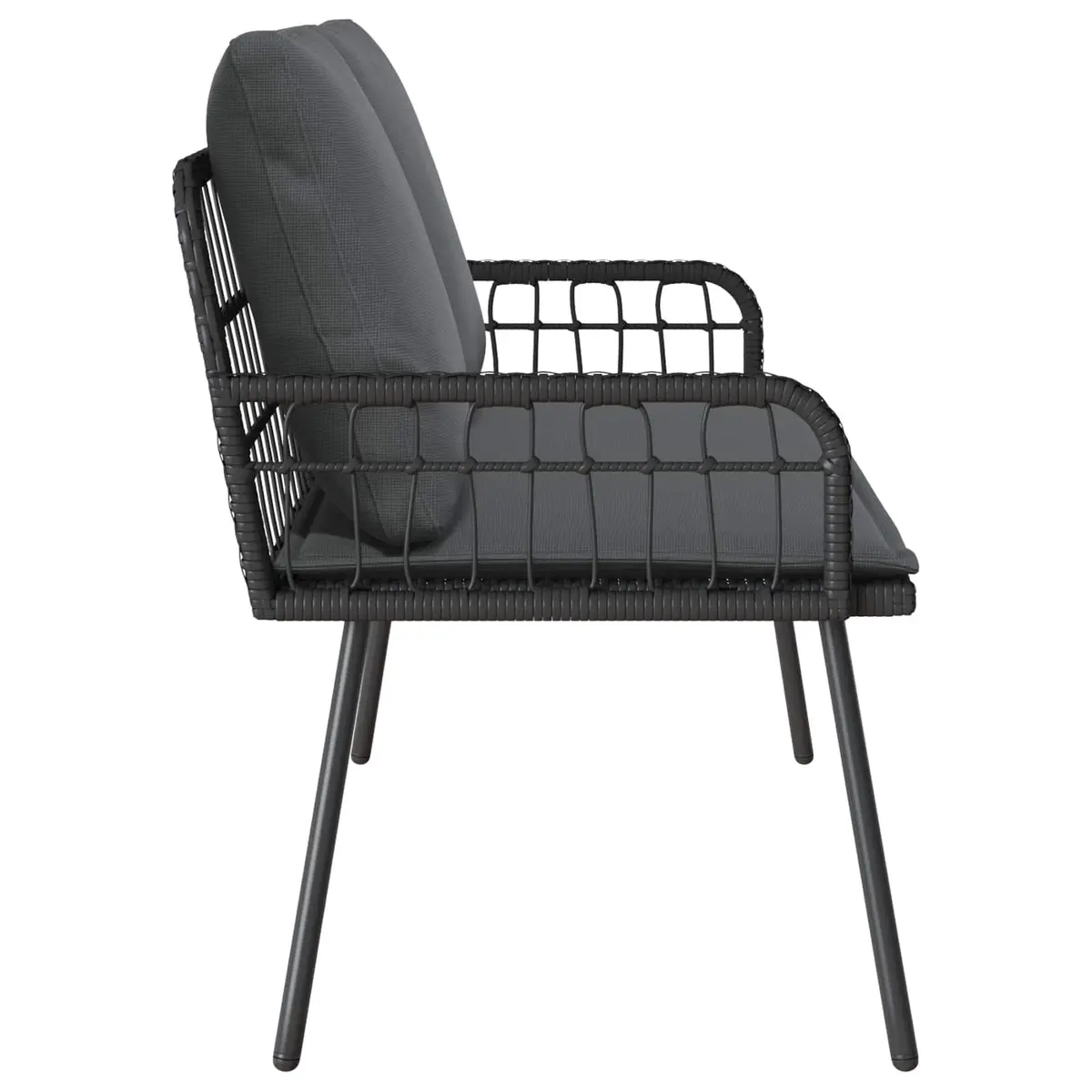Garden Bench Modern Steel Frame Poly Rattan 114cm
