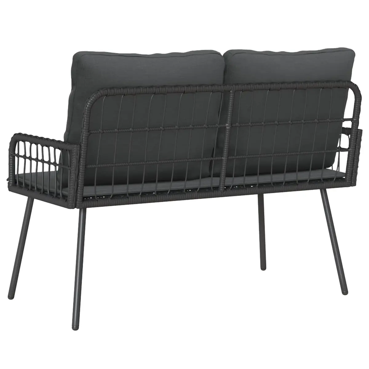 Garden Bench Modern Steel Frame Poly Rattan 114cm